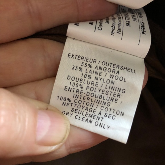 Hilary Bradley Brown Angora and Wool Blend Winter Coat - Picture 5 of 6